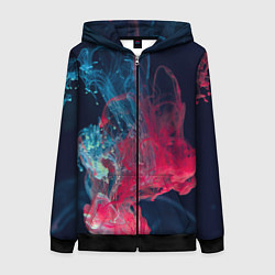 Толстовка на молнии женская Полёт красок во тьме, цвет: 3D-черный