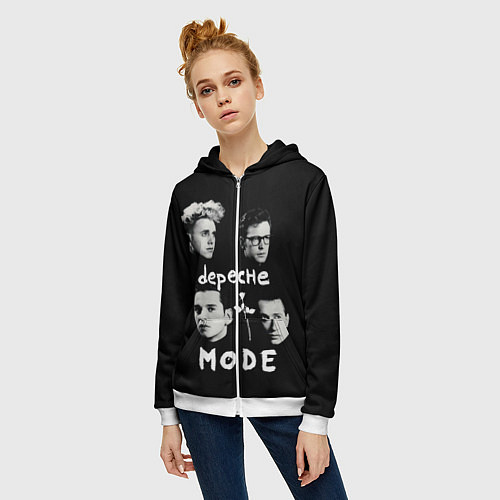 Женская толстовка на молнии Depeche Mode portrait / 3D-Белый – фото 3