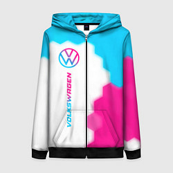 Женская толстовка на молнии Volkswagen neon gradient style: по-вертикали