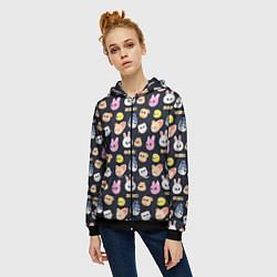 Толстовка на молнии женская Skzoo pattern, цвет: 3D-черный — фото 2