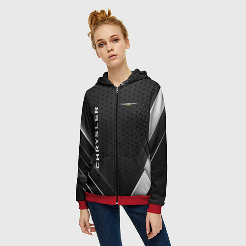 Женская толстовка на молнии Chrysler Карбон / 3D-Красный – фото 3