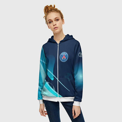 Женская толстовка на молнии Фк псж абстракция / 3D-Белый – фото 3