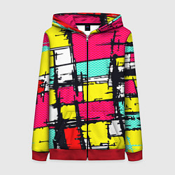 Толстовка на молнии женская Простое граффити, цвет: 3D-красный