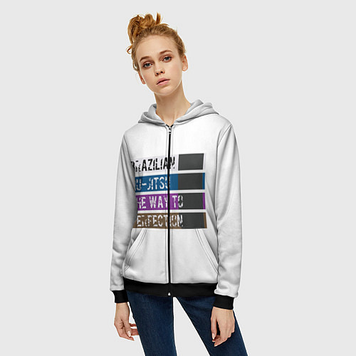 Женская толстовка на молнии Jiu Jitsu Rank / 3D-Черный – фото 3