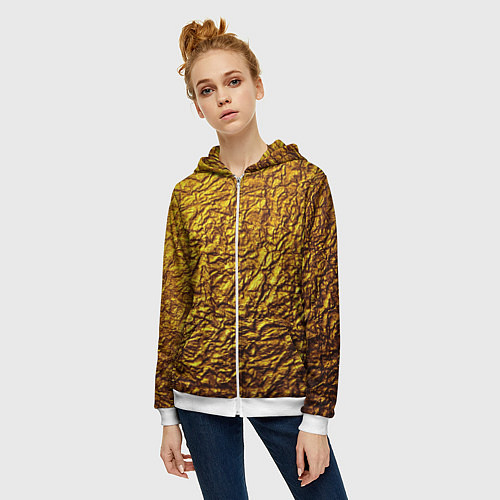 Женская толстовка на молнии Золотая фольга / 3D-Белый – фото 3