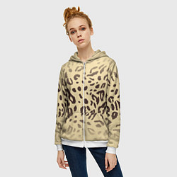 Толстовка на молнии женская Пятнистые леопардовые узоры, цвет: 3D-белый — фото 2