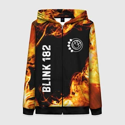Толстовка на молнии женская Blink 182 и пылающий огонь, цвет: 3D-черный