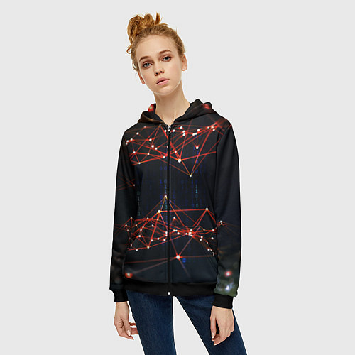 Женская толстовка на молнии Соединение точек / 3D-Черный – фото 3