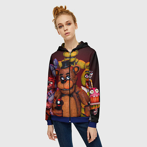 Женская толстовка на молнии Пять ночей Фредди / 3D-Синий – фото 3