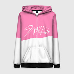 Толстовка на молнии женская Stray Kids pink and white, цвет: 3D-черный