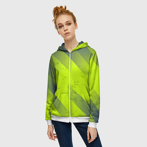 Женская толстовка на молнии Green sport style / 3D-Белый – фото 3