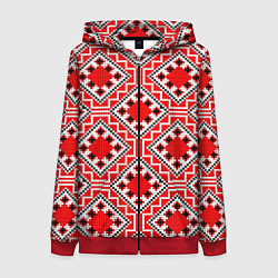 Толстовка на молнии женская Белорусская вышивка - орнамент, цвет: 3D-красный