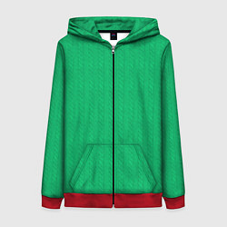 Толстовка на молнии женская Зеленый вязаный свитер, цвет: 3D-красный