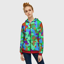 Толстовка на молнии женская Абстракция цвета, цвет: 3D-красный — фото 2