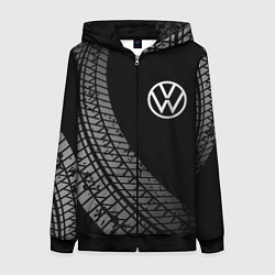 Толстовка на молнии женская Volkswagen tire tracks, цвет: 3D-черный