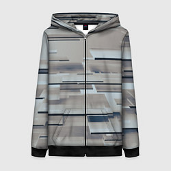 Толстовка на молнии женская Металлические пластины в абстракции, цвет: 3D-черный
