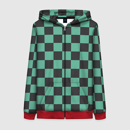 Женская толстовка на молнии Танджиро Камадо клинок рассекающий демонов кимоно / 3D-Красный – фото 1