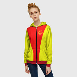 Толстовка на молнии женская FIRM желто-красная, цвет: 3D-красный — фото 2