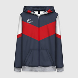 Женская толстовка на молнии FIRM темно-синий с красной полосой