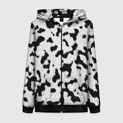 Толстовка на молнии женская Далматин - текстура, цвет: 3D-черный