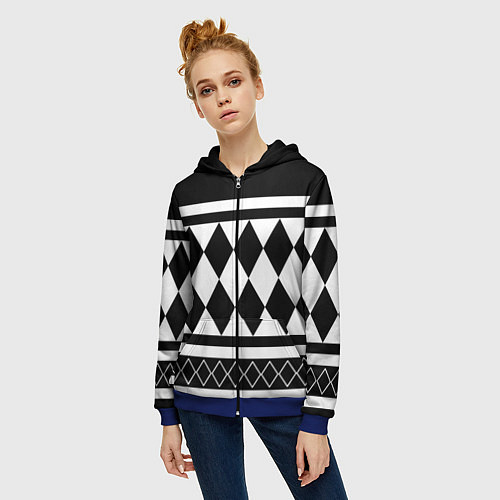 Женская толстовка на молнии Узор Кена Рюгуджи / 3D-Синий – фото 3