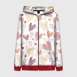Толстовка на молнии женская Hearts world, цвет: 3D-красный