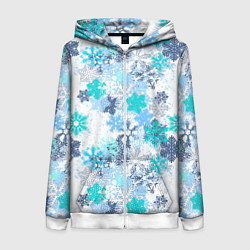 Толстовка на молнии женская Снежные узоры, цвет: 3D-белый