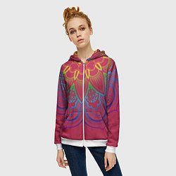 Толстовка на молнии женская Viva magenta mandala, цвет: 3D-белый — фото 2