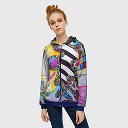 Толстовка на молнии женская Василий Кандинский Абстрактная композиция, цвет: 3D-синий — фото 2