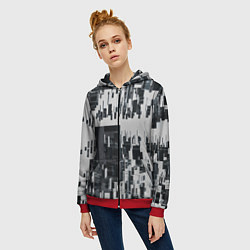 Толстовка на молнии женская Геометрическое множество объёмных чёрно-белых фигу, цвет: 3D-красный — фото 2