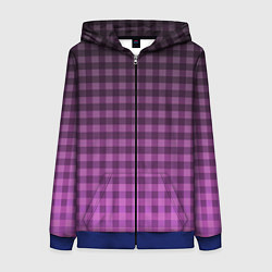 Женская толстовка на молнии Фиолетово-розовый клетчатый градиент