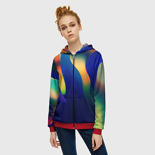 Женская толстовка на молнии Death Stranding мир / 3D-Красный – фото 3