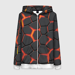 Толстовка на молнии женская Неоновый разлом - жёлтый, цвет: 3D-белый