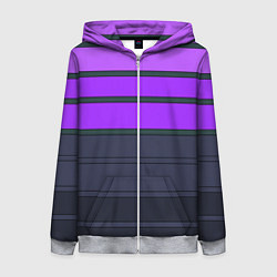 Женская толстовка на молнии Полосатый узор в серых и фиолетовых тонах