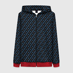 Толстовка на молнии женская Ромбики синие, цвет: 3D-красный