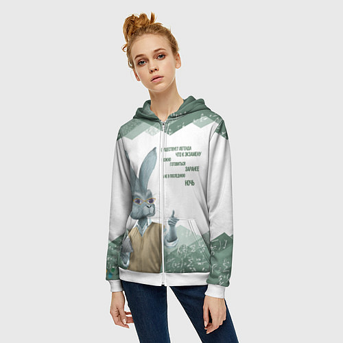 Женская толстовка на молнии Легенда про экзамен / 3D-Белый – фото 3