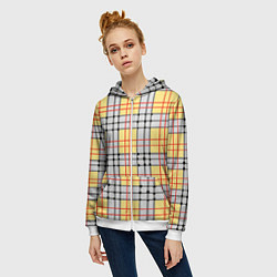 Толстовка на молнии женская Светлые квадраты и линии, цвет: 3D-белый — фото 2