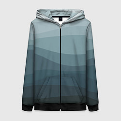 Толстовка на молнии женская Бирюзовые волны, цвет: 3D-черный
