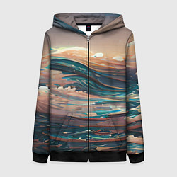 Толстовка на молнии женская Необъятный океан, цвет: 3D-черный