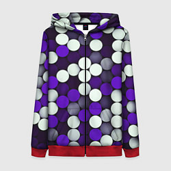Толстовка на молнии женская Мозаика из кругов, цвет: 3D-красный