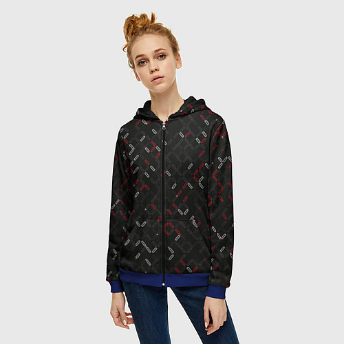 Женская толстовка на молнии Текстурный узор / 3D-Синий – фото 3