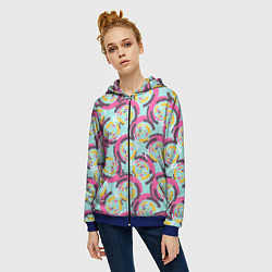 Толстовка на молнии женская Круговой паттерн, цвет: 3D-синий — фото 2