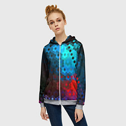 Толстовка на молнии женская Битва размытых пикселей, цвет: 3D-меланж — фото 2