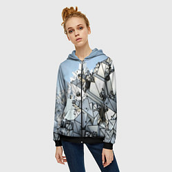 Толстовка на молнии женская Новый мир нейросети, цвет: 3D-черный — фото 2