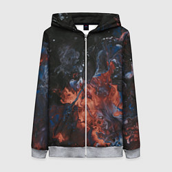 Толстовка на молнии женская Абстрактные брызги тёмных красок и воды, цвет: 3D-меланж