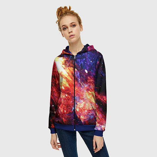 Женская толстовка на молнии Космическое сияние ночь / 3D-Синий – фото 3