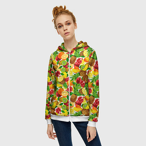 Женская толстовка на молнии Fruit abundance / 3D-Белый – фото 3