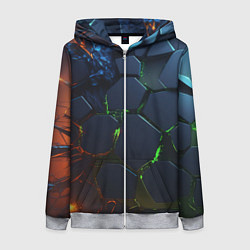 Толстовка на молнии женская Взрыв плит, цвет: 3D-меланж