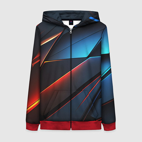 Женская толстовка на молнии Абстрактные разломы / 3D-Красный – фото 1