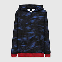 Толстовка на молнии женская Абстракция синего, цвет: 3D-красный